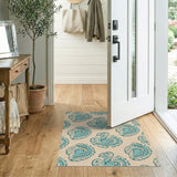 Teal Oyster Shell Pattern Area Rug