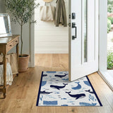 Whimsical Whale Ocean Blue Area Rug