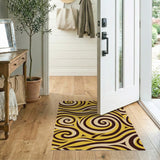 Yellow Swirl Abstract Area Rug