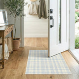 Blue Checkered Washable Area Rug