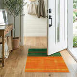 Bold Green and Orange Horizontal Striped Area Rug
