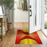 Vibrant Red Yellow Geometric Abstract Area Rug