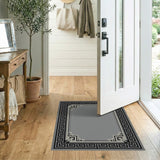 Border Geometric Modern Grey Geometric Border Area Rug
