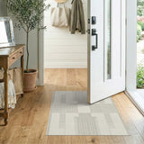 Neutral Geometric Grid Area Rug