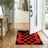 Geometric Modern Bold Red Black Checkerboard Area Rug