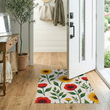 Vibrant Sunflower Poppy Floral Area Rug