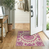 Pink Pink Mandala Floral Persian Area Rug