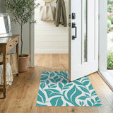 Teal Leaves Area Rug