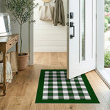 Classic Green White Plaid Checkered Rug