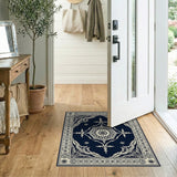 Traditional Persian Blue and Teal Navy Blue Traditional Persian Medallion Rug