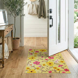 Vibrant Yellow Pink Floral Area Rug