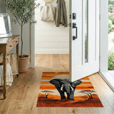 Orange Elephant Savanna Sunset Area Rug