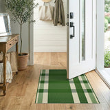 Green Plaid Rustic Farmhouse Area Rug