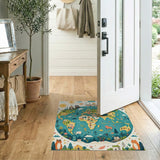 Whimsical Cartoon World Map Globe Rug with Cute Animals
