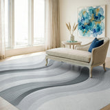 Grey Wave Flow Area Rug