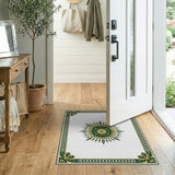 Ornate Green Gold Sunburst Area Rug