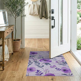 Purple Peony Watercolor Floral Area Rug