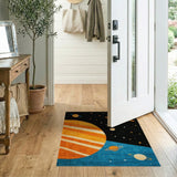 Space Planets Stars Kids Cartoon Area Rug