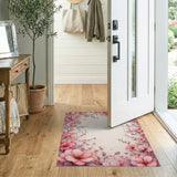 Blush Pink Peony Cherry Blossom Area Rug