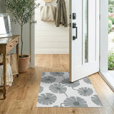 Grey Floral Petal Area Rug