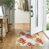 Red and Gold Palm Leaf Area Rug