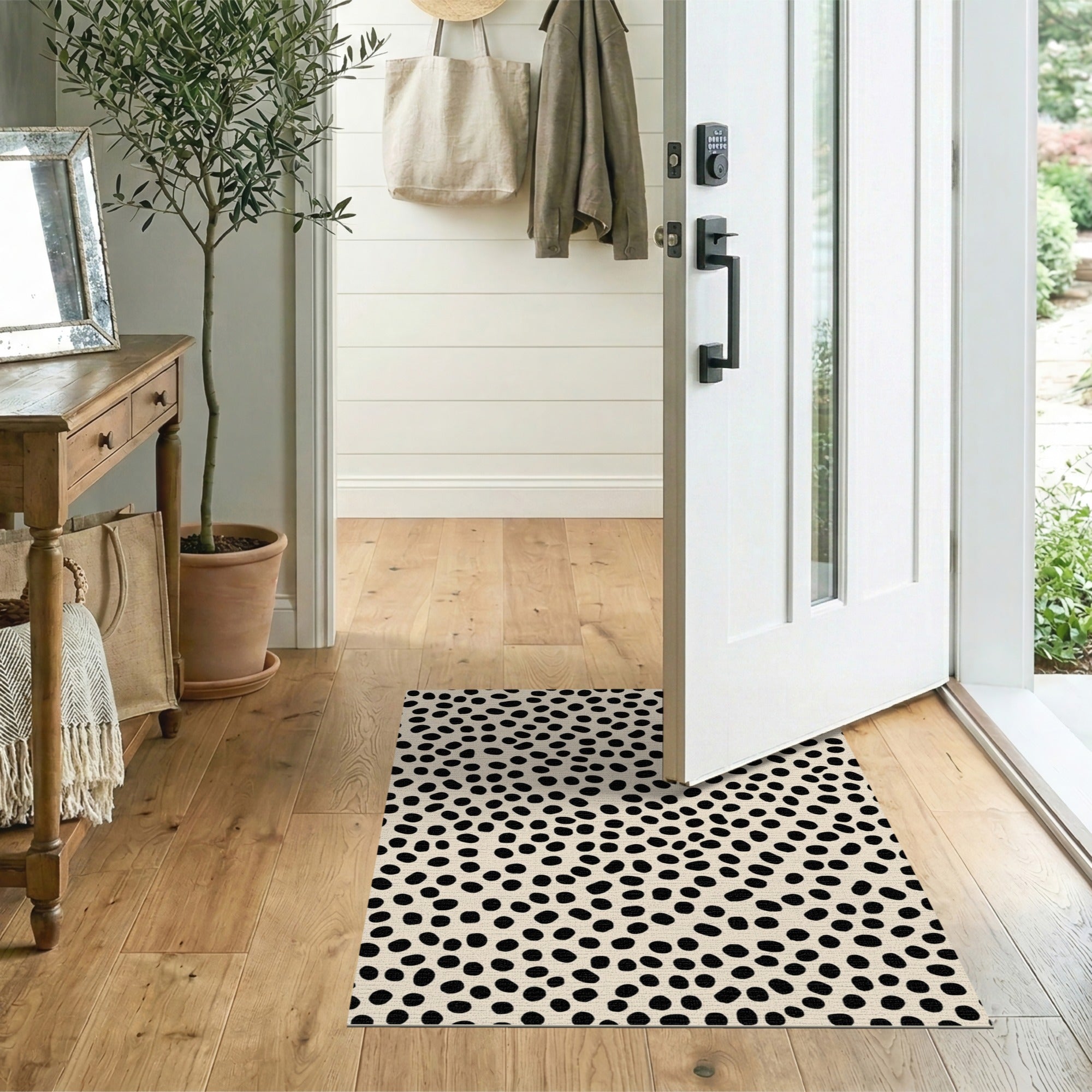 ODIKA Washable Dalmatian Spotted Area Rug - Low Pile Non-Slip Modern Carpet