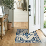 Ornate Blue Medallion Persian Traditional Persian Area Rug