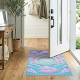 Whimsical Rainbow Clouds Area Rug