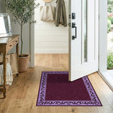 Purple Ornate Border Maroon Lattice Rug