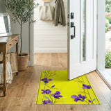 Purple Iris Floral Yellow Area Rug
