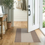 Brown and Beige Striped Woven Area Rug