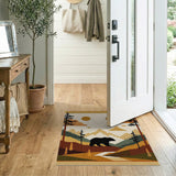 ODIKA Washable Mountain Bear Area Rug - Rustic Cabin Style Low Pile Non-Slip Floor Mat