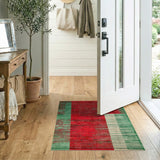 Bold Red and Green Geometric Stripe Area Rug