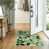 Floral Vintage Green Lush Green Leaves Area Rug
