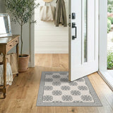 Cream Beige Persian Rug with Grey Florals
