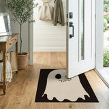 Smiling Cartoon Ghost Black White Area Rug