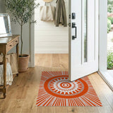 Radiant Orange Sunburst Geometric Area Rug