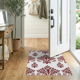 Floral Vintage Elegant Red Damask Floral Area Rug