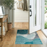 Teal Organic Geometric Abstract Rug