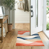 Abstract Wave Area Rug in Orange and Blue