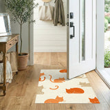 Orange Cat Cartoon Washable Area Rug