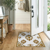 Gold and Silver Golden Ornate Filigree Area Rug