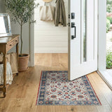 Traditional Persian Floral Area Rug in Navy Red