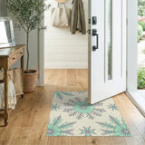 Teal Snowflake Geometric Area Rug