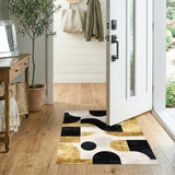 Geometric Black and Gold Area Rug