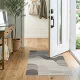 Grey Wavy Grey Abstract Area Rug