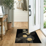 Geometric Modern Black Gold Geometric Abstract Area Rug