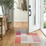 Abstract Geometric Striped Area Rug in Pink Orange Beige