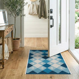 Blue and Teal Blue Diamond Geometric Area Rug