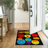 Vibrant Pixel Smiley Faces Multi-Color Area Rug
